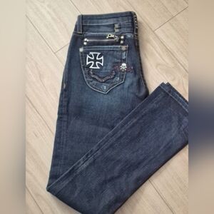 Robin's Jean Dark Denim with Embroidery